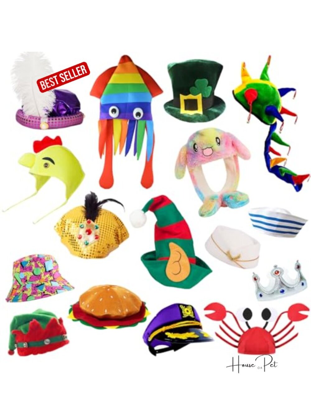 12 Assorted Funny Crazy Party Hats Photo Booth Props